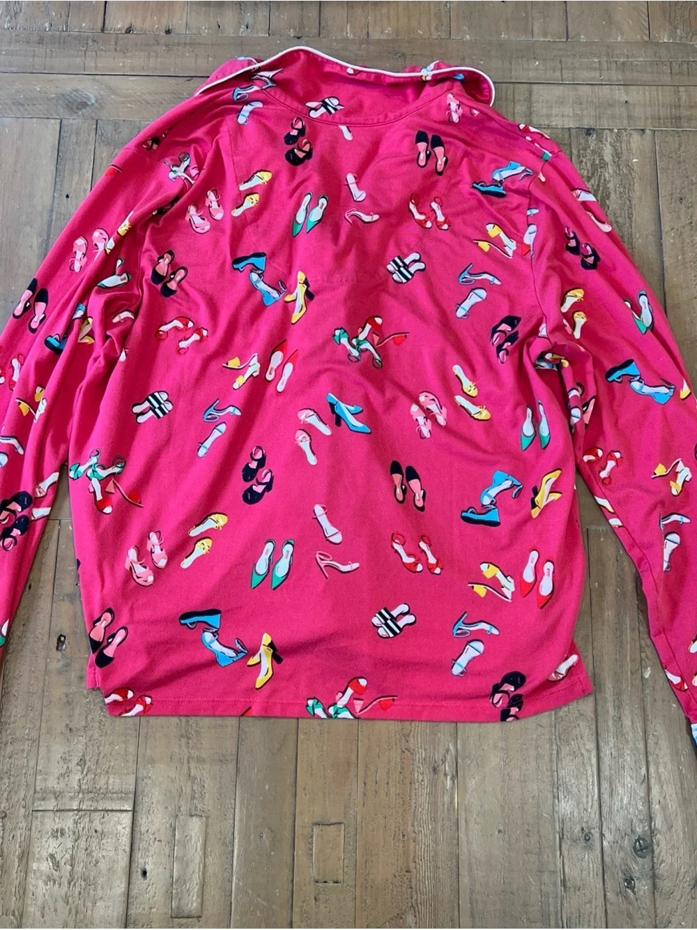 Kate Spade Women's 2 Piece Pajama Pants Set Size Small Red/Pink Multi Print Shoe